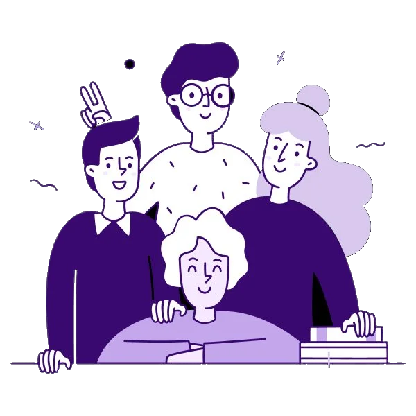 Illustration of a group of designers together